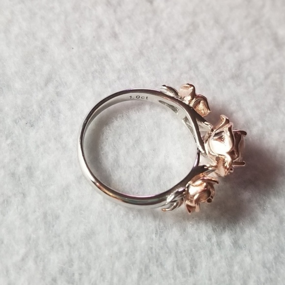 Sterling Silver & 18k Three-Rose Ring - Picture 4 of 7